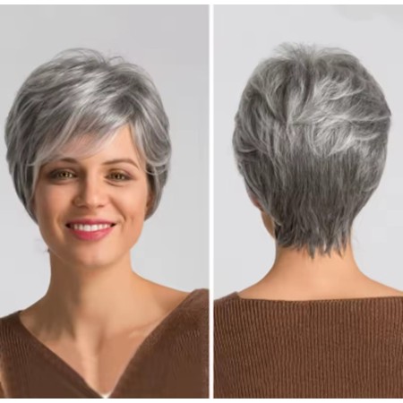 Peluca sintética con flequillo diagonal , platinado con reflejos (Z824-288 gran y hair)