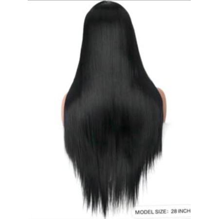 Peluca negra , con semi flequillo liso 80 cm ( WIG80)