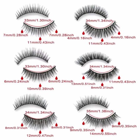 Kit 12 Pestañas Magnéticas con pinza y delineador magnético.