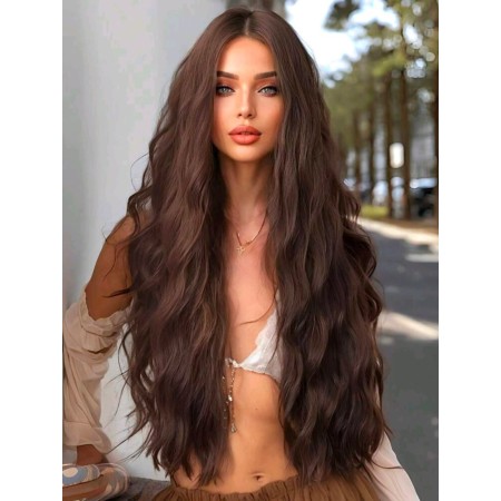Peluca larga Rizada, largo 28 pulgadas color : Marrón LC5036-1