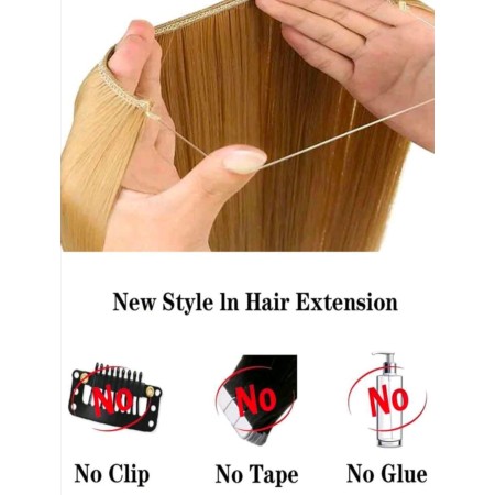 Extensión sintética pelo liso rubio mezclado con marrón ,  extra largo 28 pulgadas