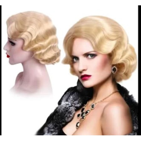 Peluca rubia Sintética, estilo Marilyn Monroe de los años 20 , para uso diario (209-613-60)
