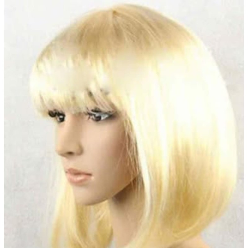 Peluca sintética para fiestas Cosplay,  color rubio, con flequillo, largo 12 pulgadas