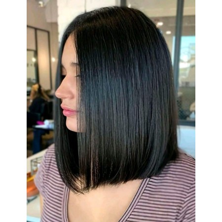 Peluca sintética melena Bob color negro gradiente 20 pulgadas (LR009-B)