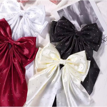 Cintas grandes de pelo en Satén con diamantes , lleva clip de enganche