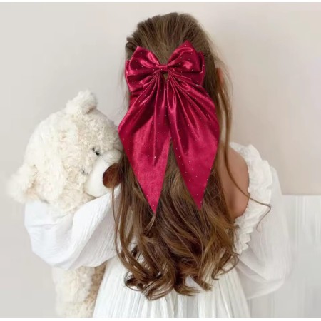 Cintas grandes de pelo en Satén con diamantes , lleva clip de enganche